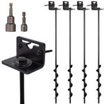 VASGOR 24” Mobile Home Anchors - Set of 4 Ground Anchor Screw in with Brackets and Adapter for Drill - Earth Anchors - Storage Shed and Swing Anchor Kits (24" - 4pcs (Black))