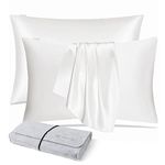 DISANGNI 100% Natural Mulberry Silk Pillow case for Hair and Skin with Hidden Zipper 22 Momme Both Sides Real Silk Pillow Case (2pc King Size 20" x36", White)