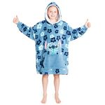 Disney Hoodies for Girls Boys, Kids Oversized Hoodie Blanket, Minnie Mickey Stitch Gifts (Blue Tropical)