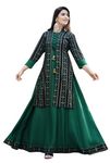 DSS FASHION Women Printed Cotton Rayon Blend Anarkali Kurta (XX-Large, Green)