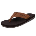 Nautica Men's Flip Flop, Beach Sandal, Boat Slide, Water Slippers, Tapped-brown, 9