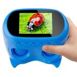 1000X 2-in-1 Handheld Microscope and Binoculars for Kids, Temodu 4K 2.0" Screen Educational Science Kit Digital Microscope, Rechargeable Mini Pocket Binoculars, Birthday, Ages 3+ (Blue)