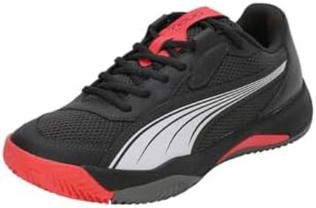 Puma Unisex-Adult NOVA Court Flat Dark Gray-Black-Flat Medium Gray-Active Red Padel-Tennis Shoe - 9 UK (10759803)
