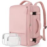 Snoffic Reliable Travel Backpack for Women, Carry On Backpack Personal Item Size, Waterproof College Backpack, Business Work Hiking Casual Daypack Bag, Fits 17.3" Laptop, Pink