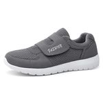 Bigzagger Diabetic Trainers Men Women Extra Wide with Velcro Fastening Health Shoes Lightweight Walking Shoes Bandage Shoes Orthopaedic Seniors Deer Shoes for Swollen Feet, Style 2 Grey, 8.5 UK