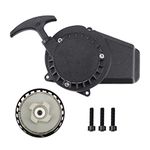 GOOFIT Black Aluminum Pull Starter Recoil Starter Assembly Replacement for 2 Stroke 47cc 49cc Pocket Bike Dirt Bike