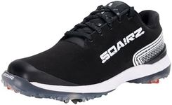 SQAIRZ Bold Men's Athletic Golf Shoes, NEW Golf Shoes, Designed for Balance & Performance, Replaceable Spikes, Waterproof, Golf Shoes Men with Spikes, Mens Golf Shoes, Golf Footwear, Black/White, 10.5