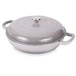 Shallow Cast Iron Casserole with Lid – Non Stick Dutch Oven Pot, Oven Safe up to 500° F – Sturdy Ovenproof Stockpot Cookware – Enamelled Cooking Pot – Grey, 3.7-Quart, 30cm – by Nuovva