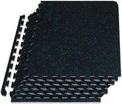 ProsourceFit Rubber Top Exercise Puzzle Mat ½-inch, 24 SQFT, 6 Tiles, EVA Foam Interlocking Tiles for Home Gym Protective Flooring for Equipment and Workouts, Blue