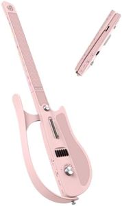 INGPARTNER Stringless Smart Guitar, Portable and Foldable with App Control, Chord Generator, Electric Travel Guitar Built-in Drum Machine & Speakers, No Strings Attached for Beginners & Bands, Pink