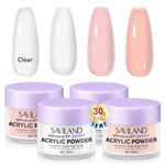 SSProAcryl Ultra-Smooth Acrylic Powder: 4x30g Clear White Nude Pink Acrylic Nail Powder Keratin Acrylic Powder Set Moderate Drying Professional Nail Powder Nail Extension Carving 3D Nail Art Salon