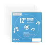 ENVLY® Record Sleeves 50-Pack - 12-Inch LP Outer Sleeves - 32.5cm Transparent Plastic Sleeves