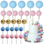 ASTARON 50 Pcs Ball Cake Topper Sticks Mini Balloons for Cake Decorating Supplies Foam Balls Cake decorations for Baby Shower Cake Birthday Cake Toppers Decorations (Pink Blue Series)