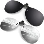 GQUEEN 2-Pack Polarized Clip-on Flip Up Rimless Pilot Lens Outdoor Driving Fishing Sunglasses for Prescription Glasses,JP94