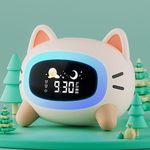 winshine Kids Alarm Clock Toddler for Kids with Night Lights Ok to Wake Clock Children's Sleep Trainer Sound Machine, Cute Cat Digital Clock for Girls Boys Bedrooms Birthday Gift Ideas for Children