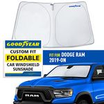 Goodyear Foldable Windshield Sun Shade for Dodge Ram 2019-2024, Custom Fit Car Windshield Cover, Car Sunshade, Vehicle Sun Protector, Auto Car Window Shades for Front Window - GY008330