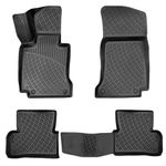 RizLiner Floor Mats Compatible with Mercedes C Class 2015-2021 Custom Fit Rubber 3D Car Mats Laser Measured Floor Liners All Weather Heavy Duty Waterproof Odorless Non-Slip TPE (Front & Rear, Black)