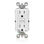 Leviton GFWT1-W 15 Amp Self-Test SmartlockPro Slim GFCI Weather-Resistant and Tamper-Resistant Receptacle with LED Indicator, 10-Pack, White