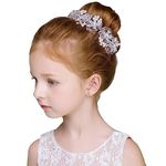 Flower Girl Headpiece - Baby's Breath Hair Piece with Ribbons - Crystal Floral Headband for Baby Girl, Flower Girl, Toddler, Wedding, First Communion, Baptism (Floral)