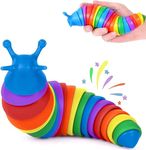 FunBlast Slug Toys - Small Slug Fidget Toys, Baby Toys, Sensory Toys for Kids, Clicks Sound Making Toy, Flexible Stretchable Joints Toy for Anxiety, Autism, Slug Fidget Toys (Pack of 1-Random)