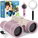 Binoculars for Kids, Kids Binoculars toys for 3 4 5 6 7 8 Years Boys and Girls, Set with Magnifying Glass & Compass - Birthday Gifts Outdoor Toy for Kid Ages 3-8 Toddler Camping