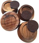 Prime Woodcraft Walnut Wood Furniture Risers - 1 Inch Height, 4 Risers, Walnut - Premium Bed Risers for Cleaning and Convenience - Table Risers, Sofa Riser, Desk Riser for Home, Office