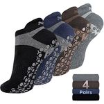 Muezna Men's Non-Slip Yoga Socks, Anti-Skid Pilates, Barre, Bikram Fitness Hospital Slipper Socks with Grips