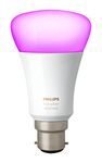 PHILIPS Hue White and Colour Ambiance Wireless Lighting 9 W B22 Bayonet Cap Richer Colours LED Bulb, Compatible with Alexa