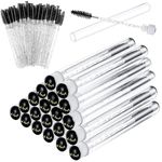 Mascara Wand Brushes Tubes Set-70 Pieces Disposable Eyelash Brushes Replacement with 20 Pieces Empty Container Tubes for Eyelash Extension Lash (Black)