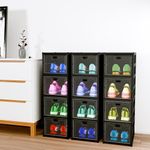 Kuber Industries (Pack of 3) Shoe Rack | Storage Rack for Living Room | Foldable Sneakers Box (4-Layer) Storage Organizer for Shoe, Slippers & Books | Multipurpose Cabinet Organizer | Matte Black