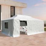 Gazebo Accessories 12' x 20' Universal Winter Cover for Hardtop Gazebos,Enclosed Cover with Sidewalls and Mesh Windows Waterproof（White by domi outdoor living