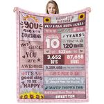 Xinvery 10th Birthday Gifts Blanket for Her,10 Year Old Girl Birthday Gifts Blankets 10th Birthday Decorations Blanket Best Gifts Ideas for 10 Year Old Girl Teen Girl Gifts Throw Blankets 50"X60"