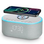 Odokee Wireless Charging Alarm Clock Radio: Qi Certified Fast Wireless Charger for iPhone Samsung - 10W Stereo Bluetooth Speaker - Dimmable Digital Clock with FM Radio for Bedroom Cloud Blue