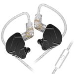 keephifi KZ ZSN Pro X in Ear Earbuds with Mic,1BA+1DD HIFI in Ear Headphones,Noise Cancelling Earbuds Wired Stereo Bass,Budget Earbuds for Audiphiles Musicians Singers Drummers(Black,with Mic)