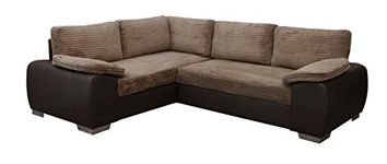 Sofas and More ENZO - CORNER SOFA BED WITH STORAGE - JUMBO CORD FABRIC LEATHER - LEFT HAND SIDE ORIENTATION (BROWN)