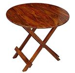 Enfurnish Wooden Folding Round Coffee Table | Foldable Patio Center Table for Home, Office, Living & Drawing Room | Solid Wood Sheesham, Honey Finish