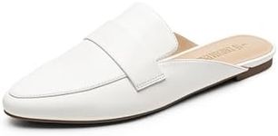 DREAM PAIRS Women's Flat Mules Pointed Toe Backless Loafer Shoes,Size 9,White,DML212-1