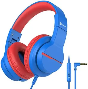 iClever Kids Headphones for School Travel, Safe Volume Limited, HD Mic Stereo Sound Over-Ear Girls Boys Headphones for Kid, FunShare Foldable 3.5mm Wired Kids Headphones for iPad Computer, HS19