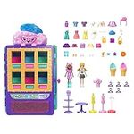 Polly Pocket Playset & 2 Dolls (3-inch), Candy Style Fashion Drop Vending Machine, 2-Stories, 35+ Pieces of Furniture, Clothes & Accessories, HKW12