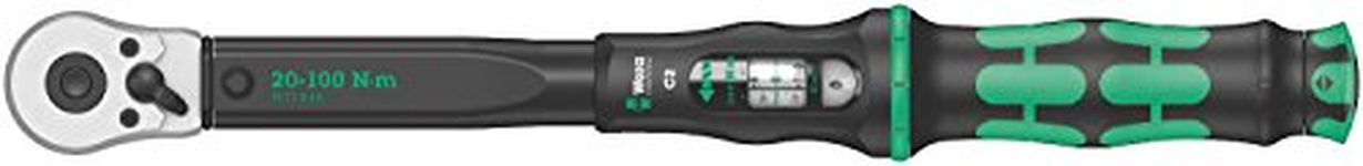 Wera 05075621001 Click C 2 Adjustable Torque Wrench, 1 W, 1 V, Black/Green, 1/2inch