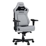 Anda Seat Kaiser 4 Gaming Chair for Adults - Large Reclining Video Game Chairs with 4-Level Pop-Out Lumbar, Linen Fabric, Heavy Duty Neck & Back Support - Grey Fabric Ergonomic Gaming Chair