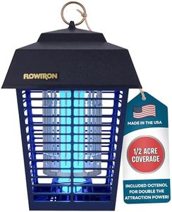 Flowtron Electric Bug Zapper 1/2 Acre Outdoor Insect Control with Dual Lure Method, 15W UV Light & Octenol Attractant for Fly & Mosquito, 5600V Kill Grid, Made in USA, UL Certified