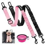 Vastar Dog Seat Belt, 21”-31” Adjustable Dog Car Harness Strap, Dog Tether with Elastic Bungee Buffer, Dog Car Leash with Universal Clip, Dog Seatbelt with Foldable Bowl, Heavy Duty Nylon & Zinc Alloy