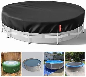 18 Ft Winter Pool Cover, Pool Covers for Above Ground Pools, Winter Pool Cover 18 Ft Round, Heavy-Duty Waterproof Dustproof Pool Solar Cover with Drawstring and Ground Nails（Black）