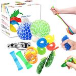 OKSANO Fidget Toys 12Pcs, Fidget Toys for Adults and Fidget Toys for Sensory Kids Autism Fiddle Toys for ADHD, Squeeze Mesh Balls, Flippy Chain, Stretchy Strings, Soybean Stress Toys, Twisting Toys