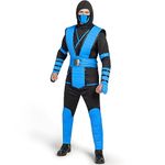 Spooktacular Creations Men Blue Ninja Costume Set for Adult Halloween Dress Up Party Cosplay-M