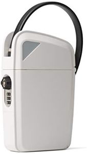 SAFEGO Portable Indoor/Outdoor Lock Box Safe with Key and Combination Access (Compact, White)