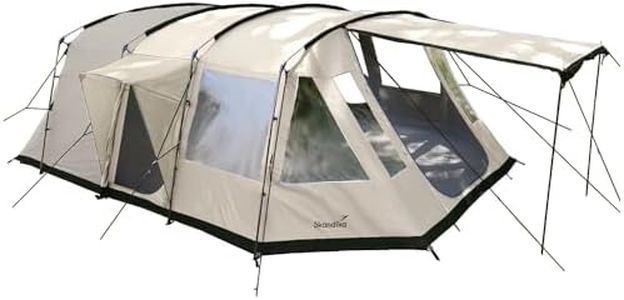 Skandika Tunnelzelt Nordland für 4 Personen | Zelt mit eingenähtem Zeltboden, wasserdicht, 5000 mm Wassersäule, 2 m Stehöhe, Moskitonetze, teilbare Schlafkabine | Campingzelt, Familienzelt