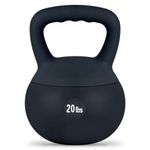 DlandHome Kettlebell Weights Strength Training Kettlebell-Great for Full Body Workout and Strength Training,Easy Grip Handle,PVC Filled with Iron Sand,Black,20lbs