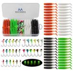 MAFIMOEA 50-90pcs Glow in The Dark Ice Fishing Jigs Set Ice Fishing Lures Kit Ice Fishing Gear for Crappie, Panfish, Walleye Perch Jigs Heads for Ice Fishing Tackle